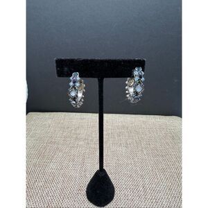 Sorrelli Crystal Hoop Earrings – Blue & Iridescent Stones – As Is